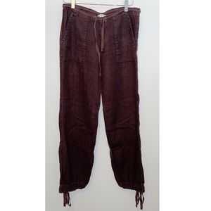 Anthropologie Sitwell 100% Linen Brown Pants Med